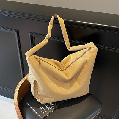 Einfache lässige Baumwolltasche in Unifarben, große Kapazität, strukturierte, vielseitige Umhängetasche, Messenger-Tasche im Auslandsstil