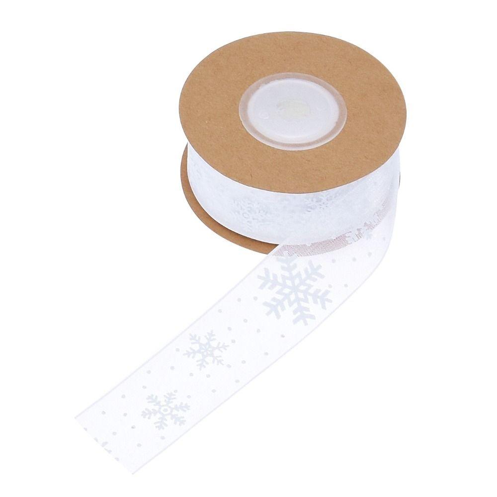 Snowflake Printed Organza  Tape Red Satin Ribbon Christmas Snowflake Organza Ribbon  Gift Wrapping