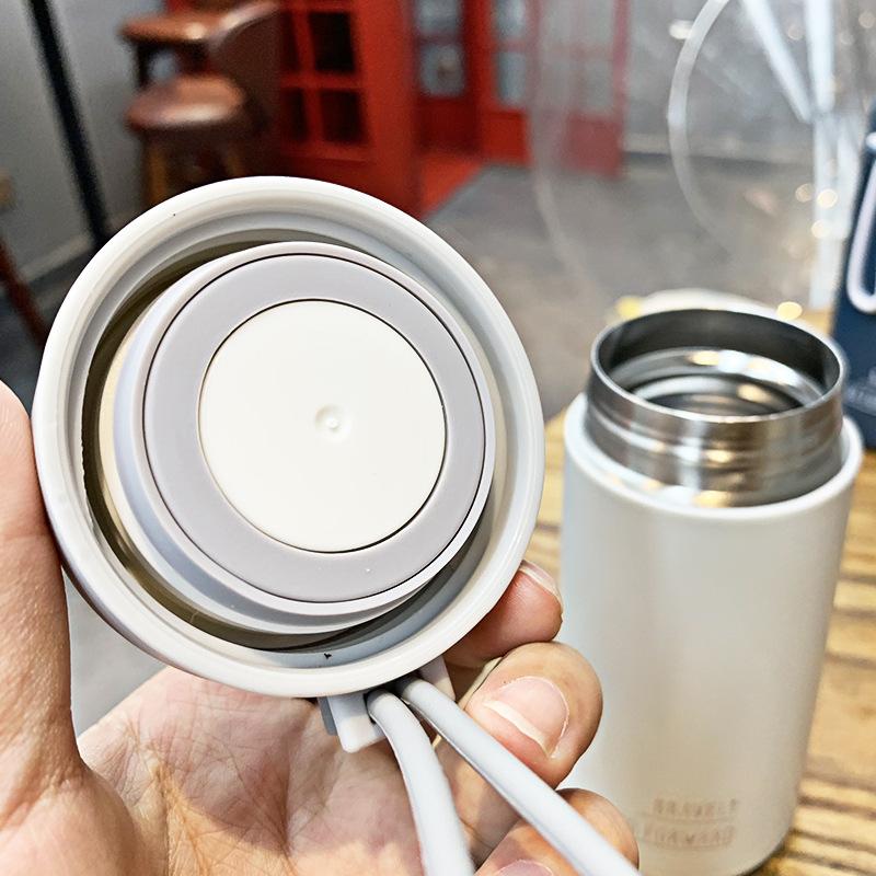 270 ml Portabel Termosmugg i Rostfritt Stål Med Snöre Läckagesäker Vakuumflaska Flickor Termosvattenflaska Termosmugg