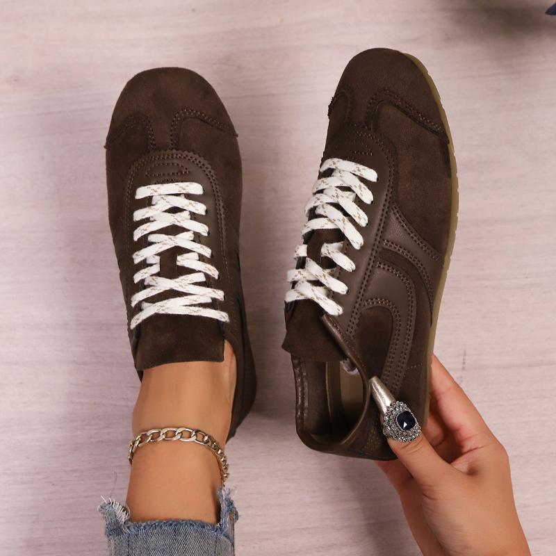 

Модная женская спортивная обувь из натуральной кожи 2025 Осень Ретро Немецкие тренировочные туфли Высококачественная Новая женская обувь Forrest Gump На плоской подошве 43 коричневый