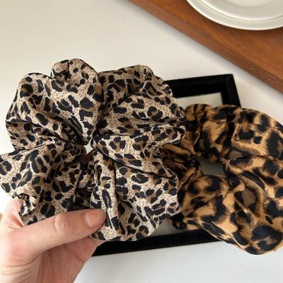 Korea große Leopard-Print Scrunchies für Frauen elastisches Haarband Mädchen große Haargummis Erwachsene Scrunchies Übergröße Accessoire