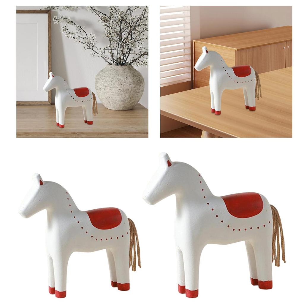 Wooden Horse Ornament Statue Birthday Gift Collectible Desktop Animal Sculpture Decor for Entrance Cabinet Fireplace
