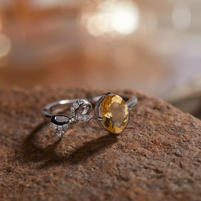 Original Design Does Not Fade Niche High Sense S925 Sterling Silver 18K Natural Citrine Lucky Treasure Ring Women