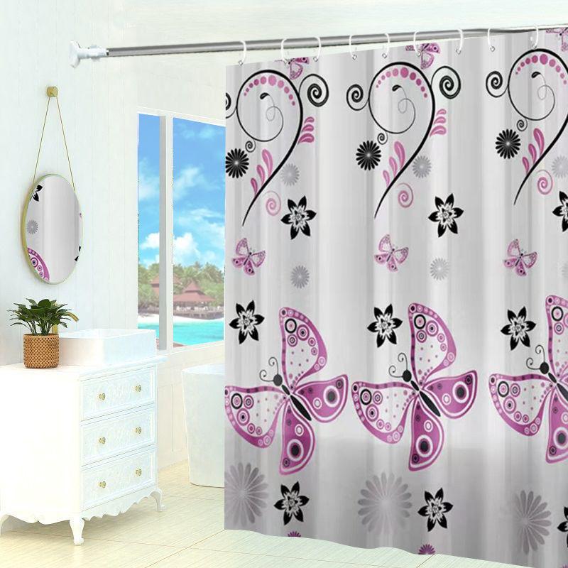 Shower Curtain Waterproof, Mildew-proof, Shading, Hook-free, Bathroom Dry and Wet Separation, Bathroom Shading Curtain