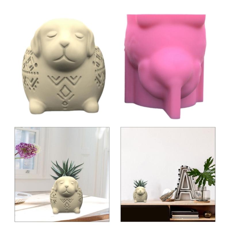 Succulent Plant Silicone Mold Puppy Shaped Flower Pots Mould Practical Concrete and Gypsum Mould for Floral Planter