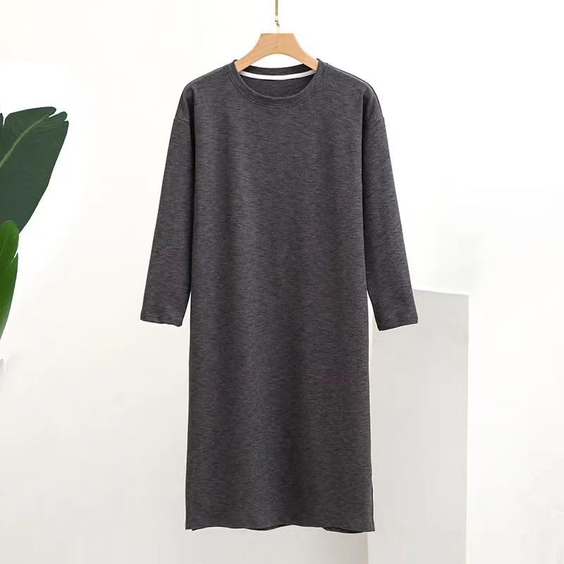 AKUNSY Dralon Long Sleeve Crew Neck Sleeper Pajama Perfect for and Loose Solid and Plus Sizes Available Men's Dress, Spring, Autumn, Winter. Fit,