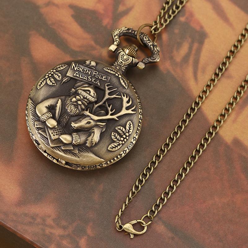 Модные классические мужские часы Санта-Клаус Лось Кварцевые карманные часы Винтажные — фото 5
