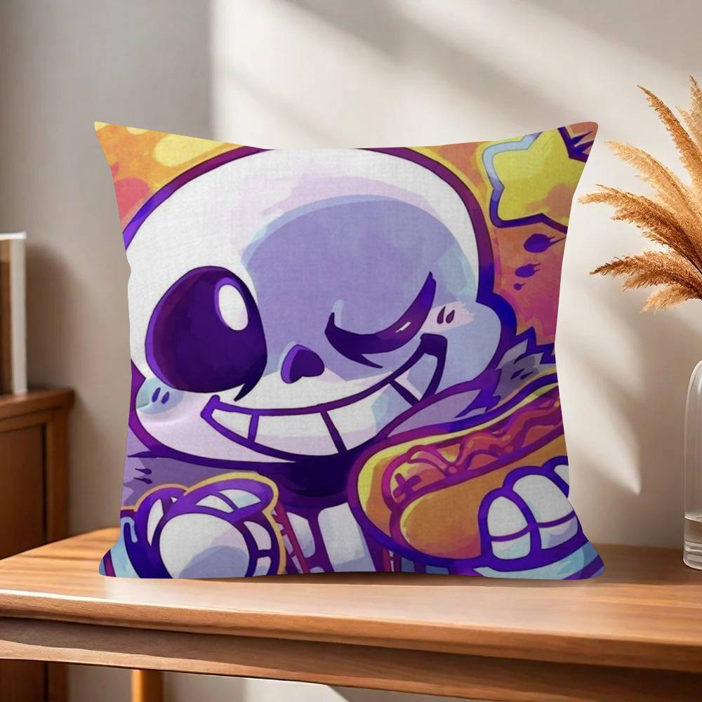 

Cute HUndertale SansW Office Cushion Pillowcase Car Cushion CoverXCM Lumbar Pillowcase Sofa Pillowcover 30cmx30cm