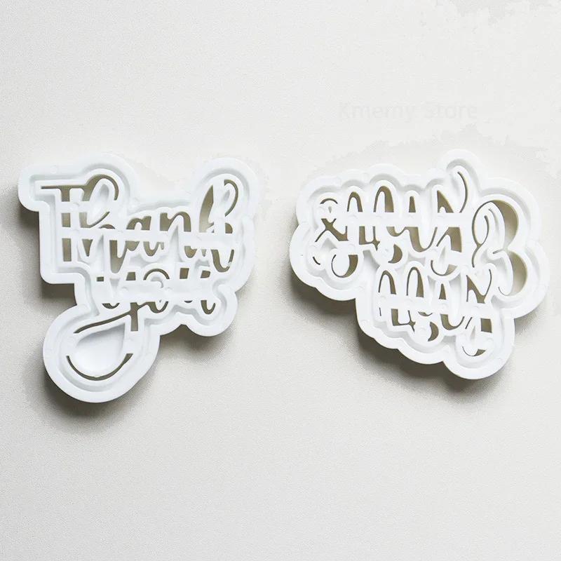 MR&MRS Cookie Cutter Plastic English Letters Thany You Biscuit Embossed Mould Wedding Bridal Party Fondant Cake Decorating Tools