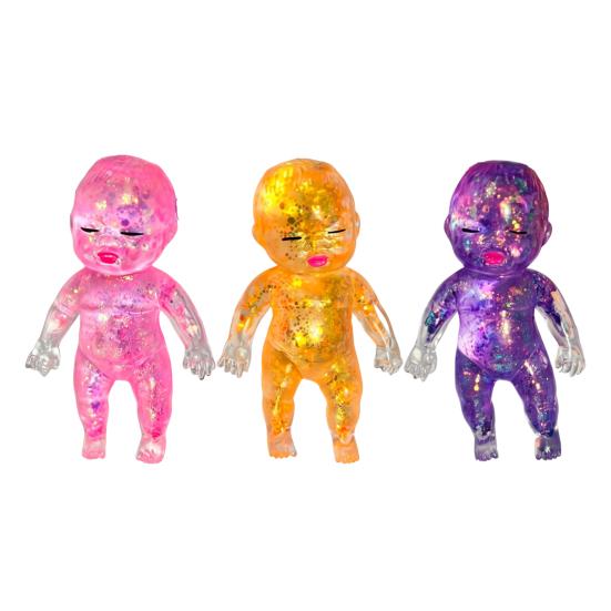 1/2/3/4/5Pcs Glitter Babies Stress Relief Toy Soft Stretchy Anxiety Relieving Clear Baby Squeeze Toy Hand Relaxation Stress Sugar Ball Fidget Toy