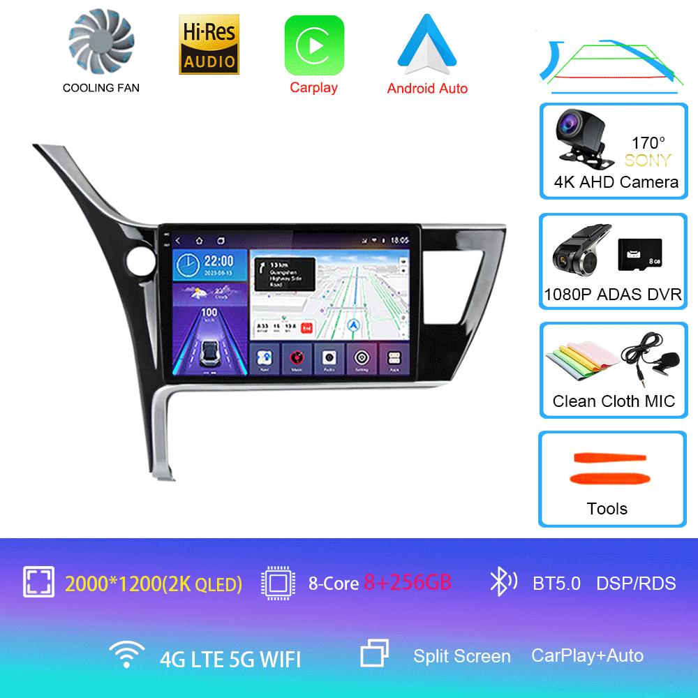Android 14 Car Stereo Radio For Toyota Corolla 2017-2019 Multimedia Video Player Carplay GPS Navigation 4G WIFI 2 Din 360 Camera