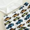 Baby Summer Outfits Letter Print Short Sleeve Round Neck Romper with Hat/Car Pattern Shorts and Headband Outfit