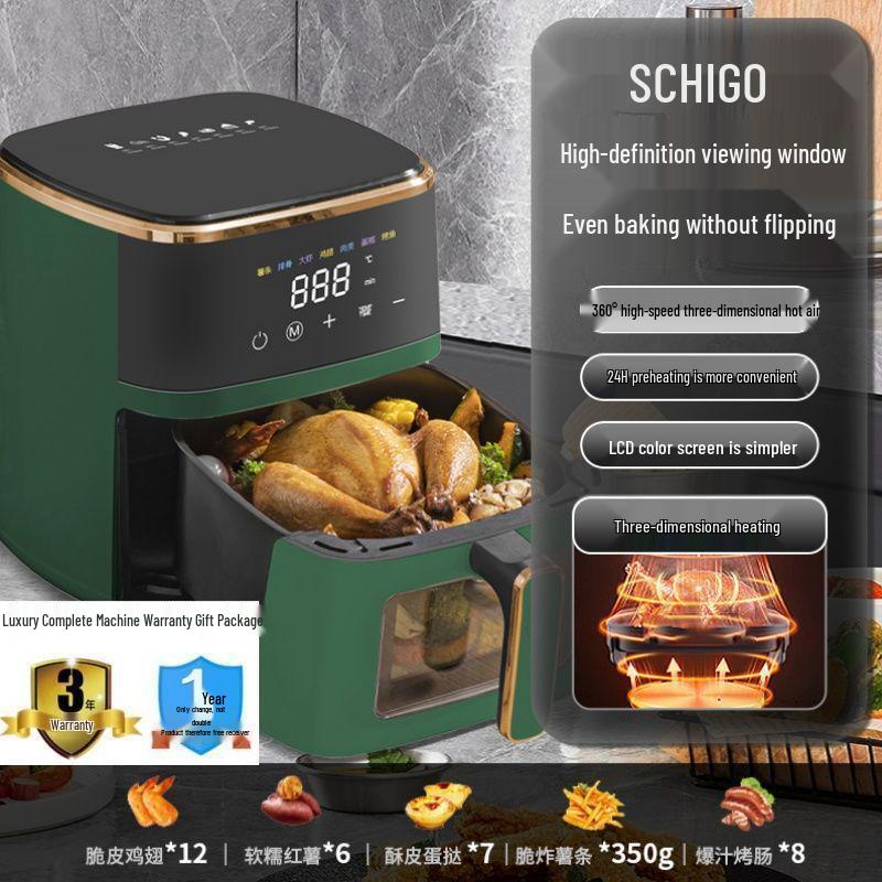 Elektrische Heißluftfritteuse mit großem Fassungsvermögen und Sichtfenster