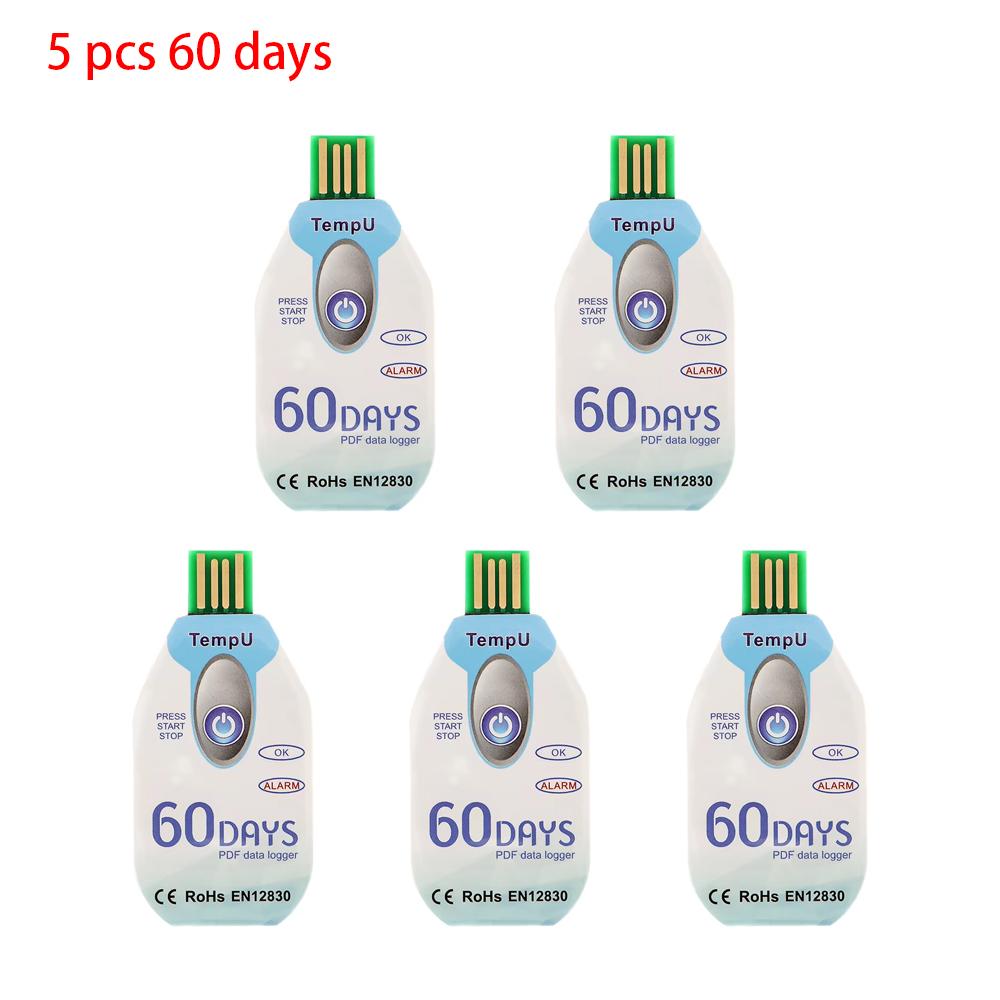 5 Pcs USB Humidity Temperature Data Logger Thermometer 14400 Points RH TEMP Recorder PDF Report 30/60/90 Days Disposable
