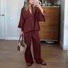 Fashion Wind New Arrival Fashion Elegant V-neck Loose Top Pants Suit Loose Top and Pants Set