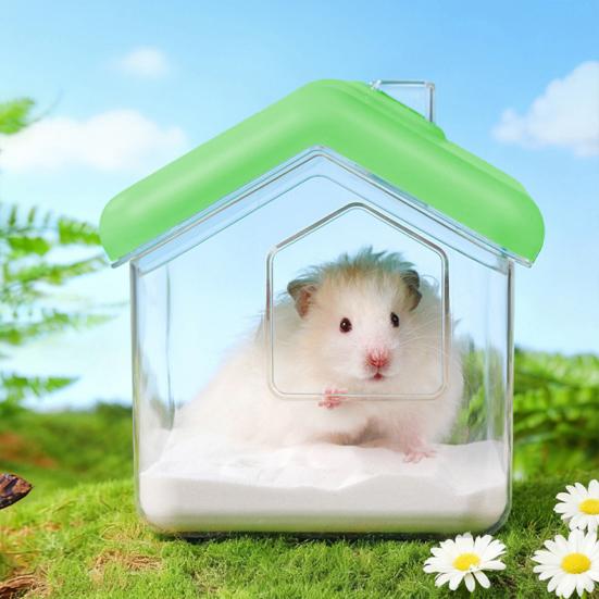 Hamster Badhaus Form Klar Sichtbar Rennmaus Zwerghamster Sandbad Behälter Box Kleintiere Badezimmer Toilette Hamsterkäfig Zubehör
