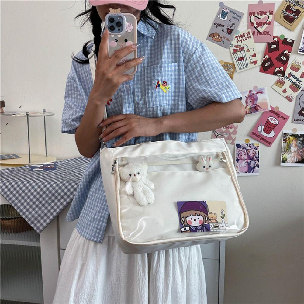 Japanese Style JK Shoulder Bag Pvc Canvas Tote Bag Fashion Transparent Itabag  Student