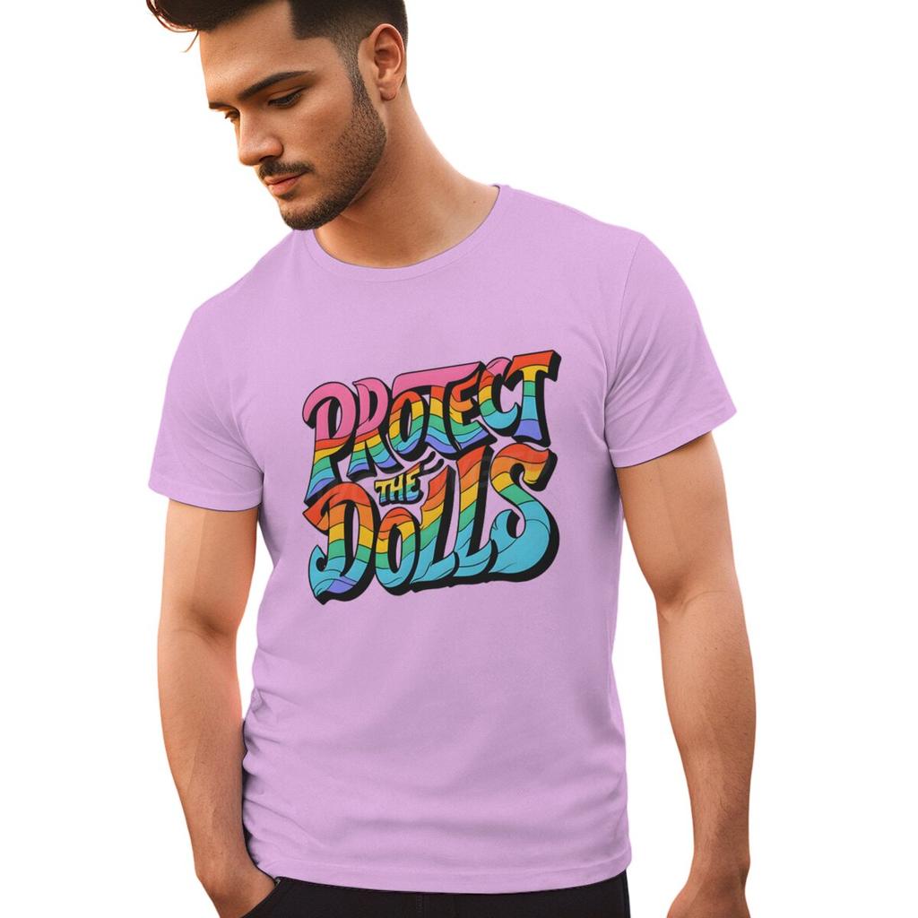 Protect The Dolls Print Tshirts For Men Summer Fashion Casual Tee Shirts Short Sleeve Round Collar Men Tops Streetwear Tops