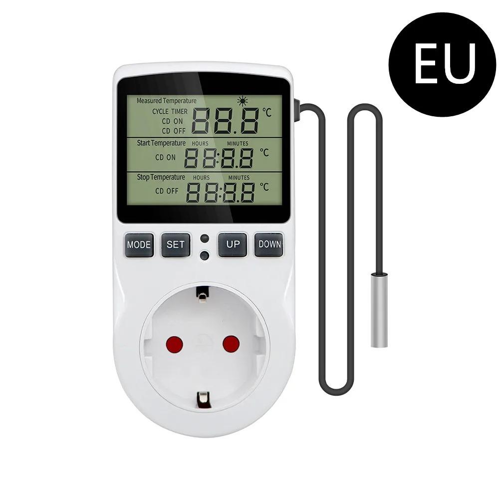 Digital Temperature Controller Power Socket Outlet EU Plug Thermostat With Timer Switch Sensor Probe Heating Cooling