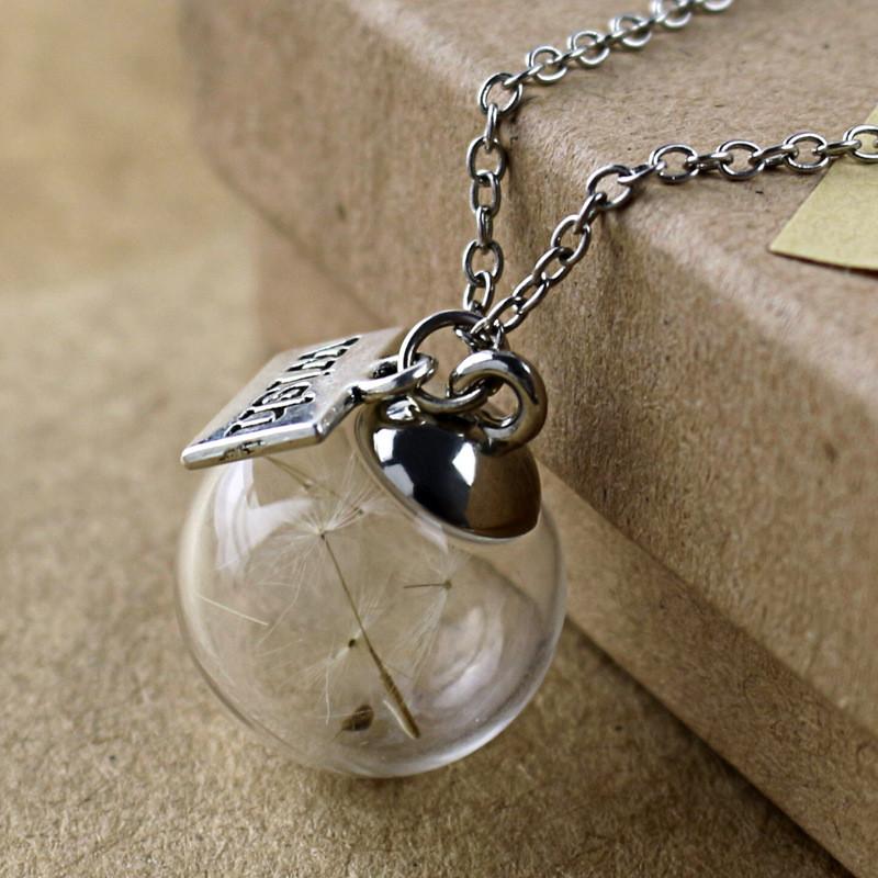 Dandelion Glass Fashion Bottle Girls Necklace Simple Decorative Accessories