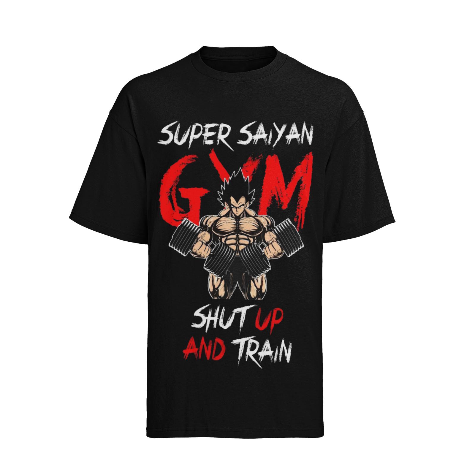 Super Sayan GYM Shup up and Train Dragon Ball Son Goku Cotton T-Shirt Mens Womens Tees Top Men s S