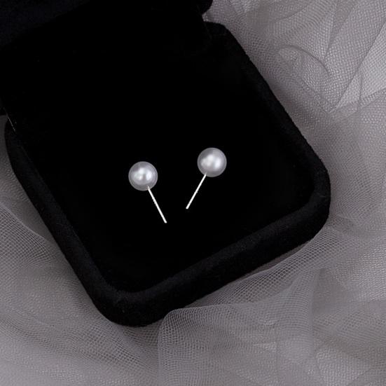 6 Pairs Women Stud Earrings Round Faux Pearl Party Smooth Lightweight Commute Studs Prom Ear Lady Ear
