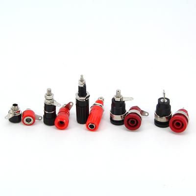 Nickel Plated Insulated Safety 4mm Banana Female Connector Jack Panel Mount Socket Binding Post Nut Red+Black Power Plug
