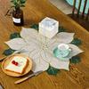 Modern Holiday Table Centerpieces Christmas Floral Leaf Placemat for Dining Table, Decorative Polyester Fabric Seasonal Tableware Kitchen Mats