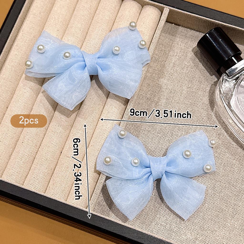 2 Blue Bow Hair Clips and Hair Accessories Suitable for Daily Use