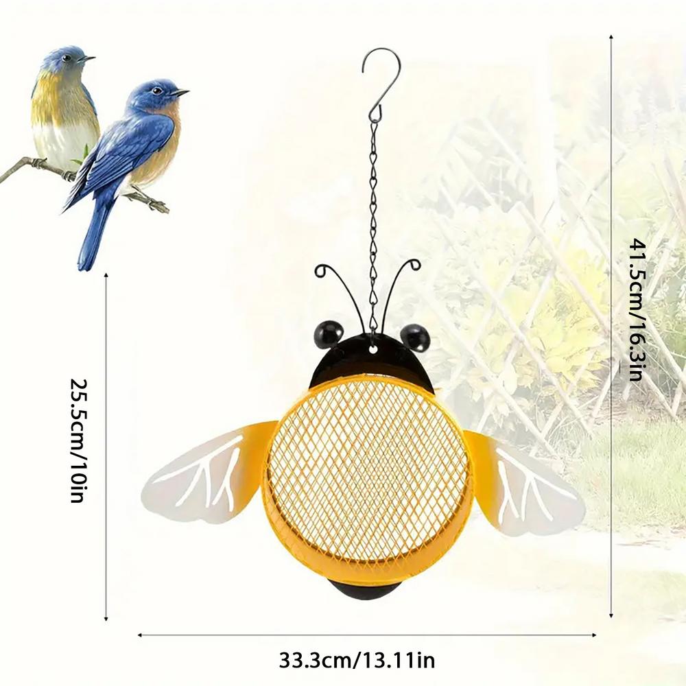 Bird Feeders For Outdoors Bee Shape Solar Large Capacity Iron Small Animals Feeder Hangable Funny Feeding Supplies With Chain