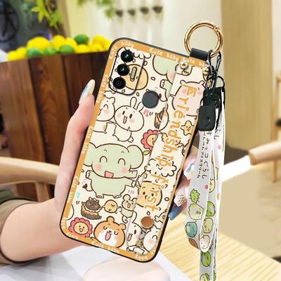 Silikon Stoßfestes Handyhülle Für Tecno Spark 7/Spark7T Staubdicht Handschlaufe Cartoon Handyhalter Modisches Design Ring