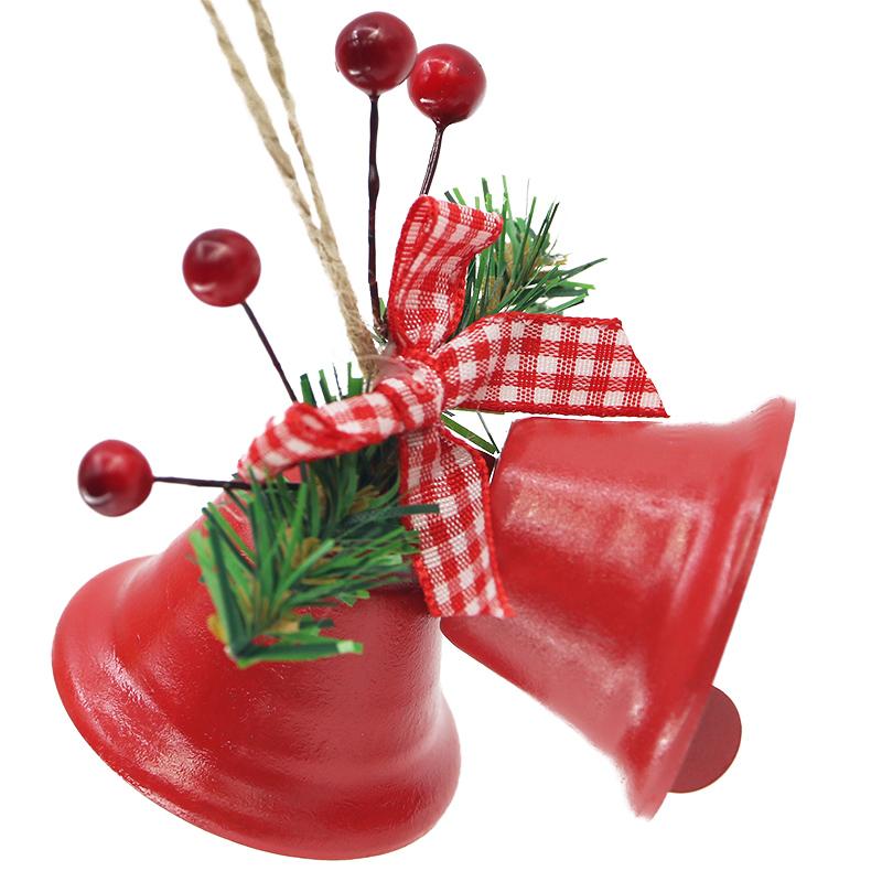 (2 Pcs/pack)8cm Metal Bell Berry Leaves Bow Horn Christmas New Year Decoration  Props Ornaments Clocks Gifts DIY Productio