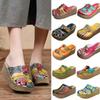 Fashion GKTINOO 2025 Summer Shoes Women Wedge Slides Cover Toes Handmade Flower Thick Heels Genuine Leather Lady Platform Slippers