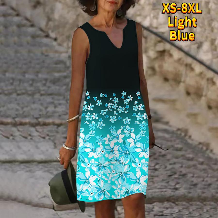 Rochie cu imprimeu rododendron roz de vară pentru femei, cu decolteu în V, ocazional, fără mâneci, la modă, lejer, sexy, rochii mari mari XS-8XL