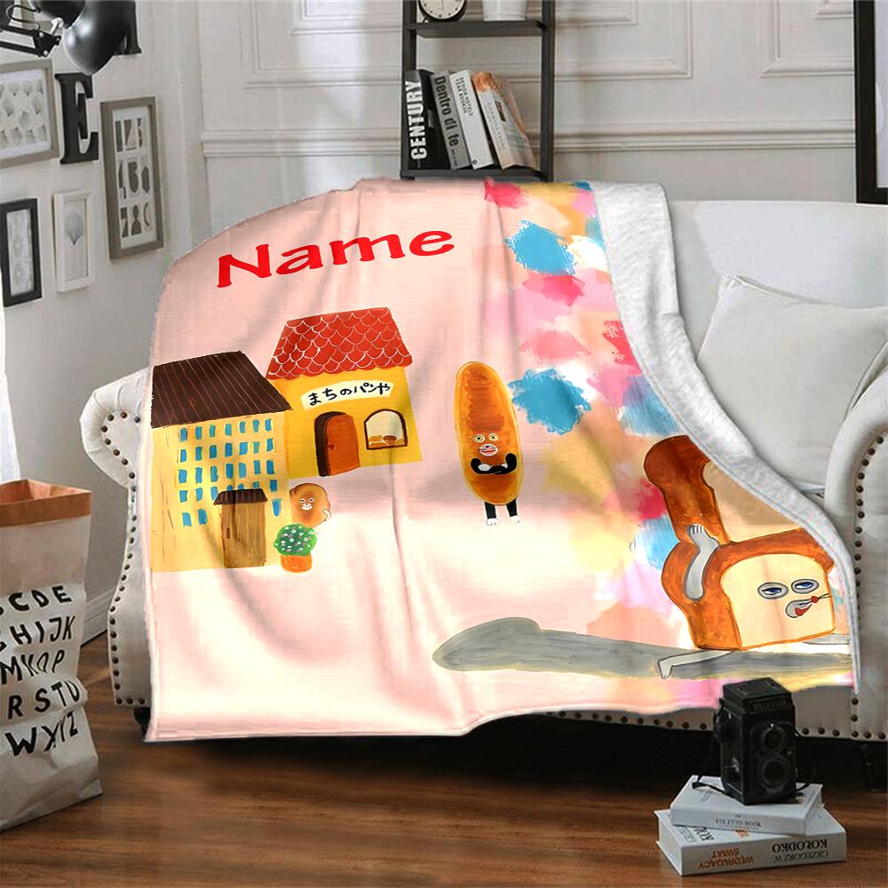 Customiz Name Personality Bread Thief Blanket Soft &Warm Sofa Office Bed Travel Lunch Break Blanket, Gift Suitable for All Seasons