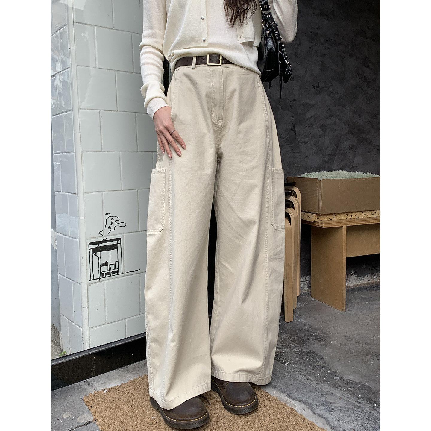 

Lu Xiaotuan Women s Workwear Wide-Leg Pants - Casual, Versatile, Petite Fit Small хаки