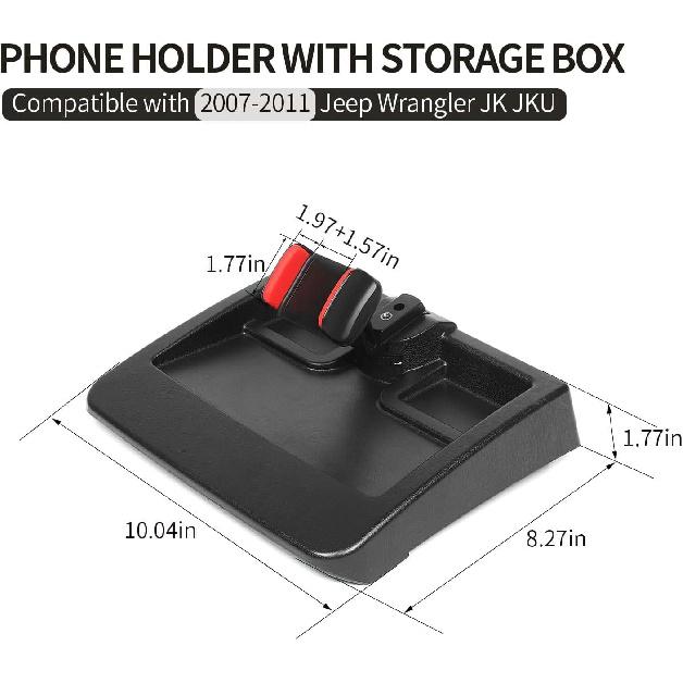 Voodonala For Jeep JK Phone Holder With Storage Cell Phone Dash Multi-Mount For 2007-2011 Jeep Wrangler JK JKU, Black