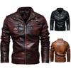 Veste de moto en cuir PU transfrontalier pour homme, style européen/américain, moderne et robuste, plus velours.