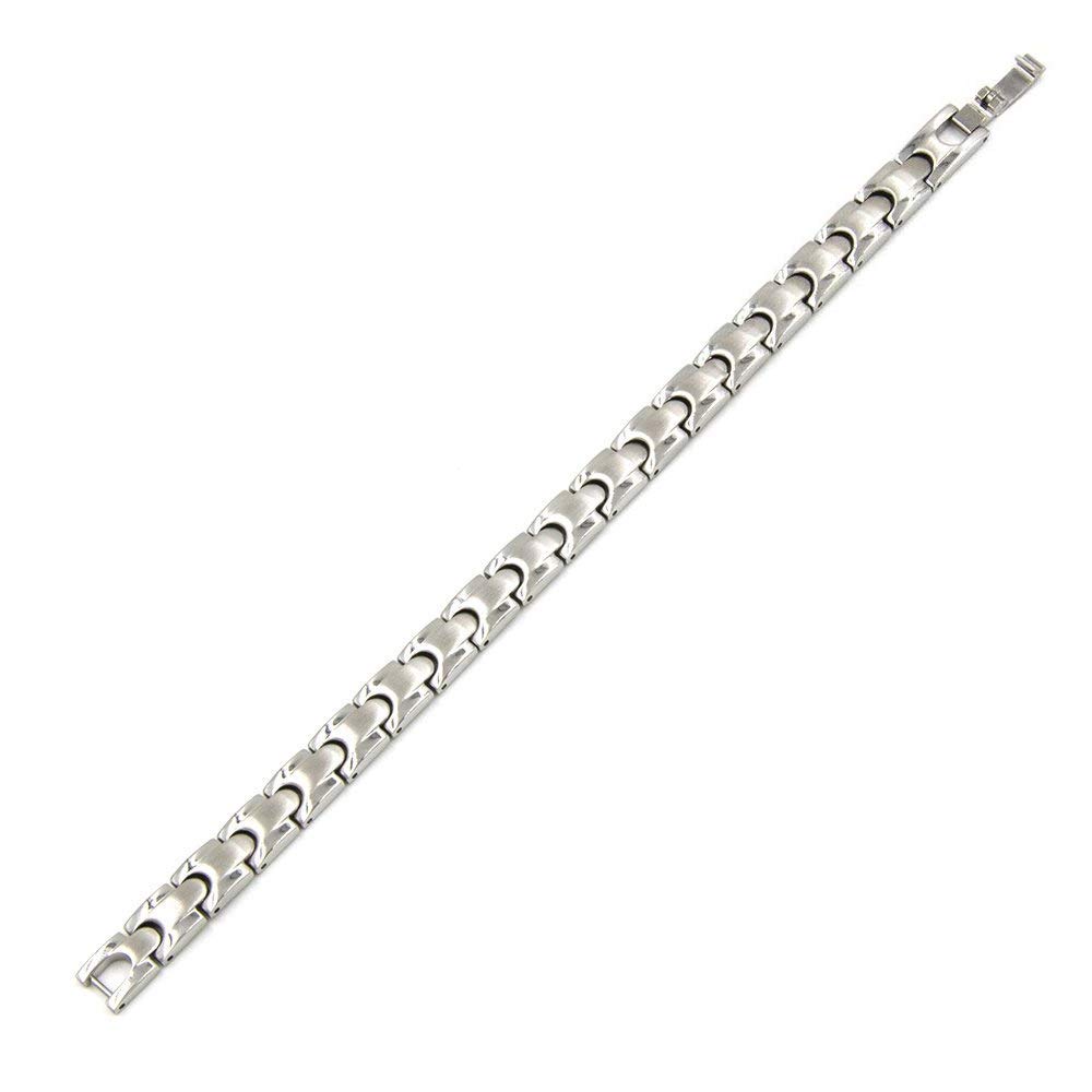 Germanium Bracelet for Men and Women, Hematite Magnetic Health Bangle/Wristband, Gift Box Included [Two-Tone, 185mm]