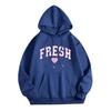 Ladies Spring Autumn Casual Hooded Long Sleeve Big Pocket Letter FRESH Printed Pullover Hoodies Sweatshirt Top