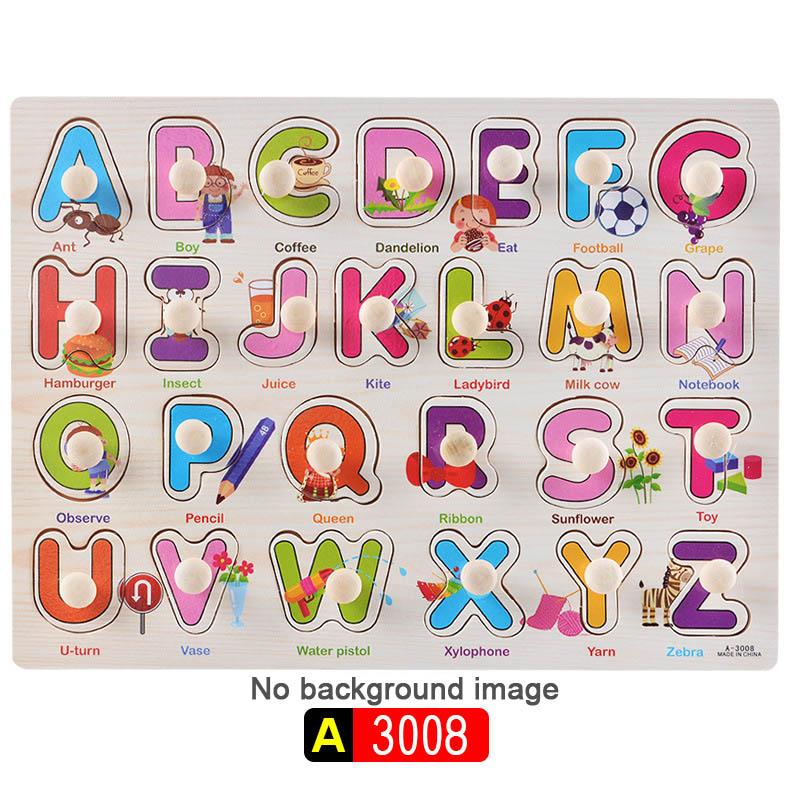 Big Size Baby Montessori Wooden Puzzle Hand Grab Board Set Educational Toys Infantil Cartoon Number Letter Math Puzzle Kids Gift