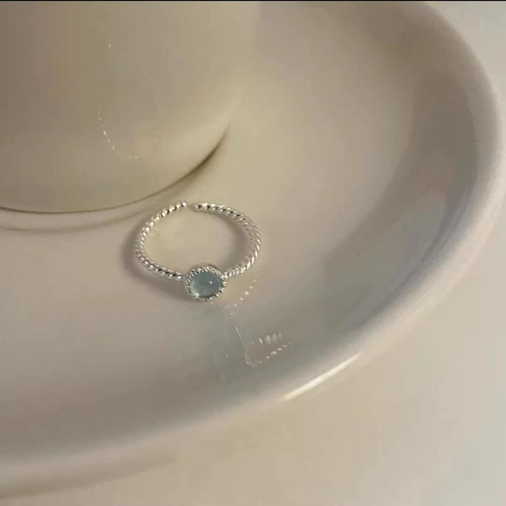 Literary Haibao Blue Ring Personality Versatile Open Ring