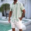 New Summer Men's Lapel Striped Short Sleeve Top Casual All-Match Shirt