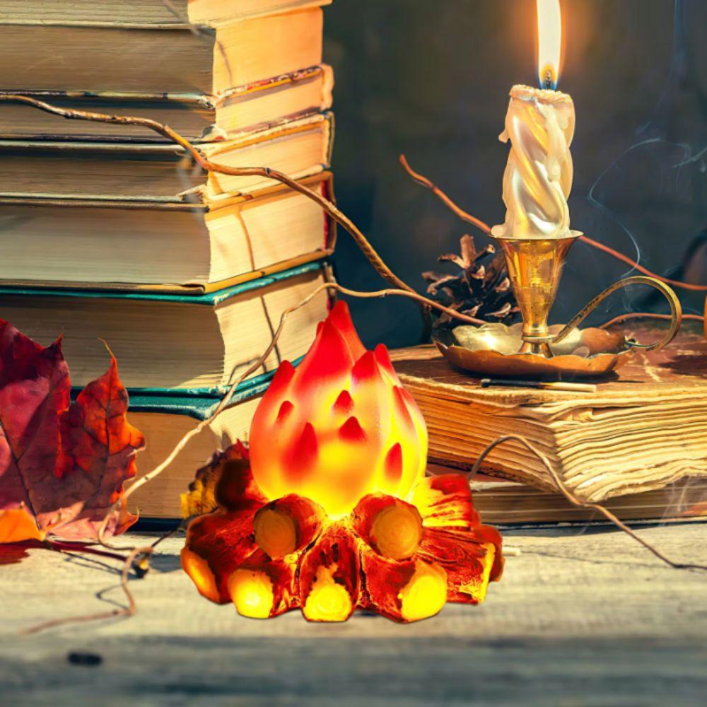 Resin Material Christmas Atmosphere Lamp Battery Powered Flame Glowing LED Night Light Modern Style Tabletop Decor