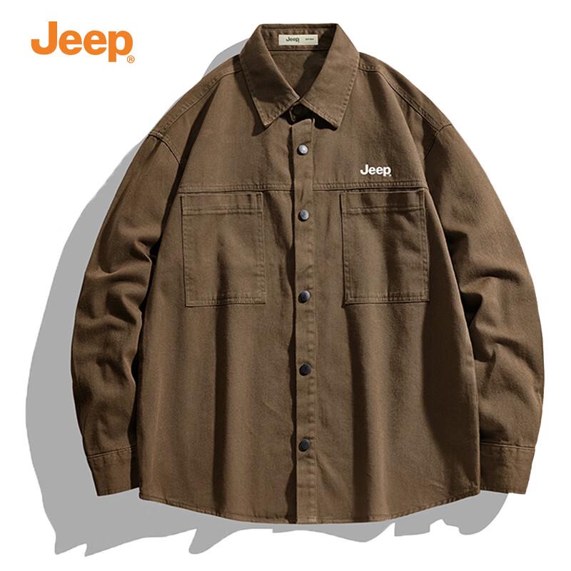 

JEEP Men s Washed Pure Cotton Long Sleeve Casual Work Shirt M