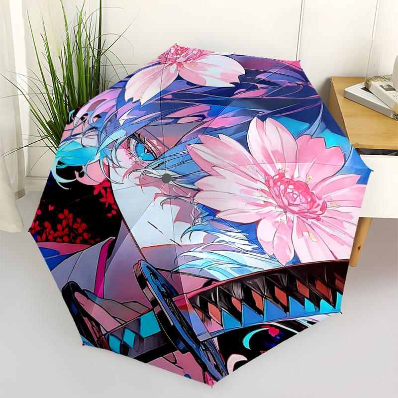 

1pc Outdoor Umbrella with Anime Character Design - Automatic Opening/Closing, Portable 3-Fold Design, 8-Rib Iron Frame - Perfect Gift for Fans, T