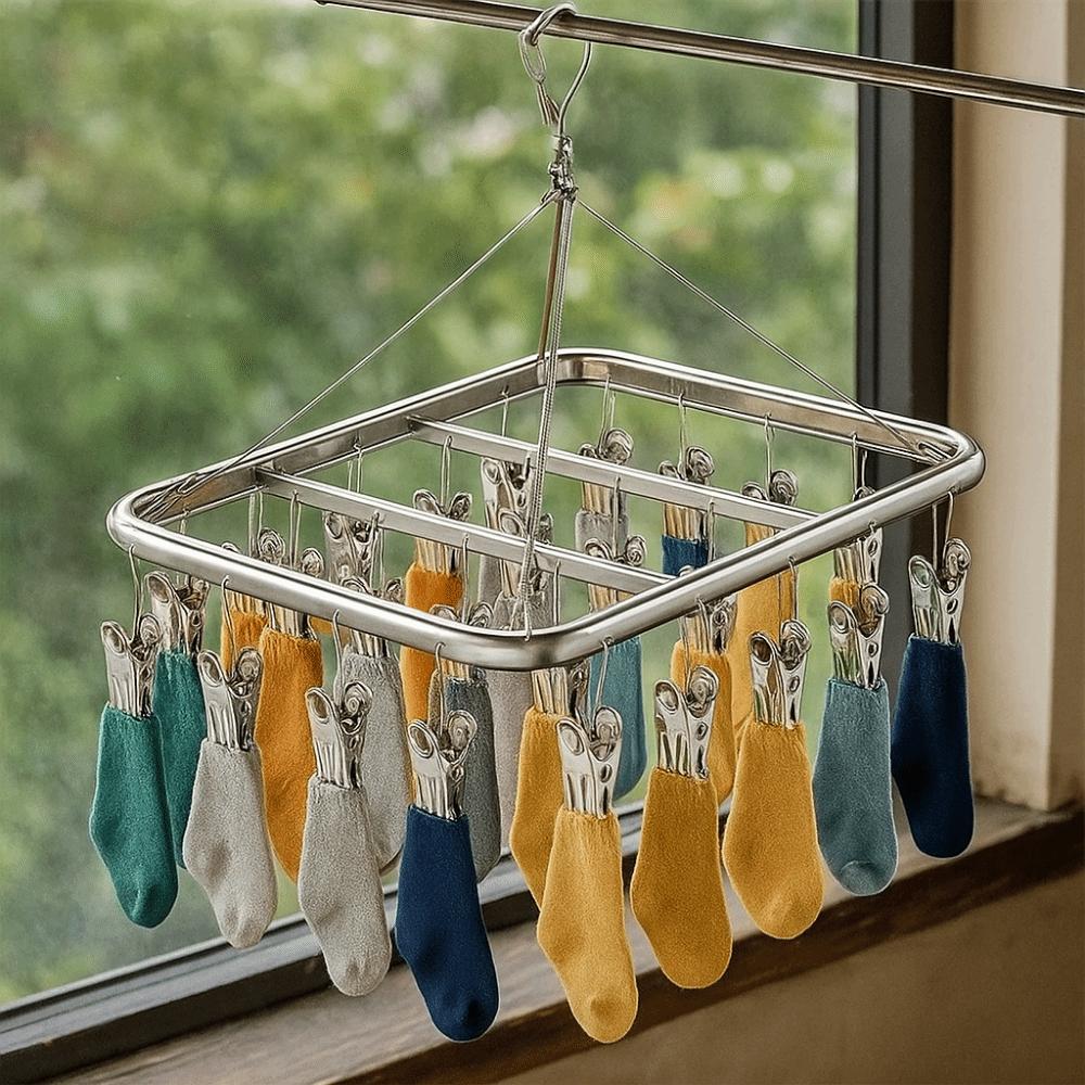 Windproof Socks Drying Rack Aluminum Zinc Zinc Alloy Towel Socks Hanger Practical Clothes Drying Rack Skirt