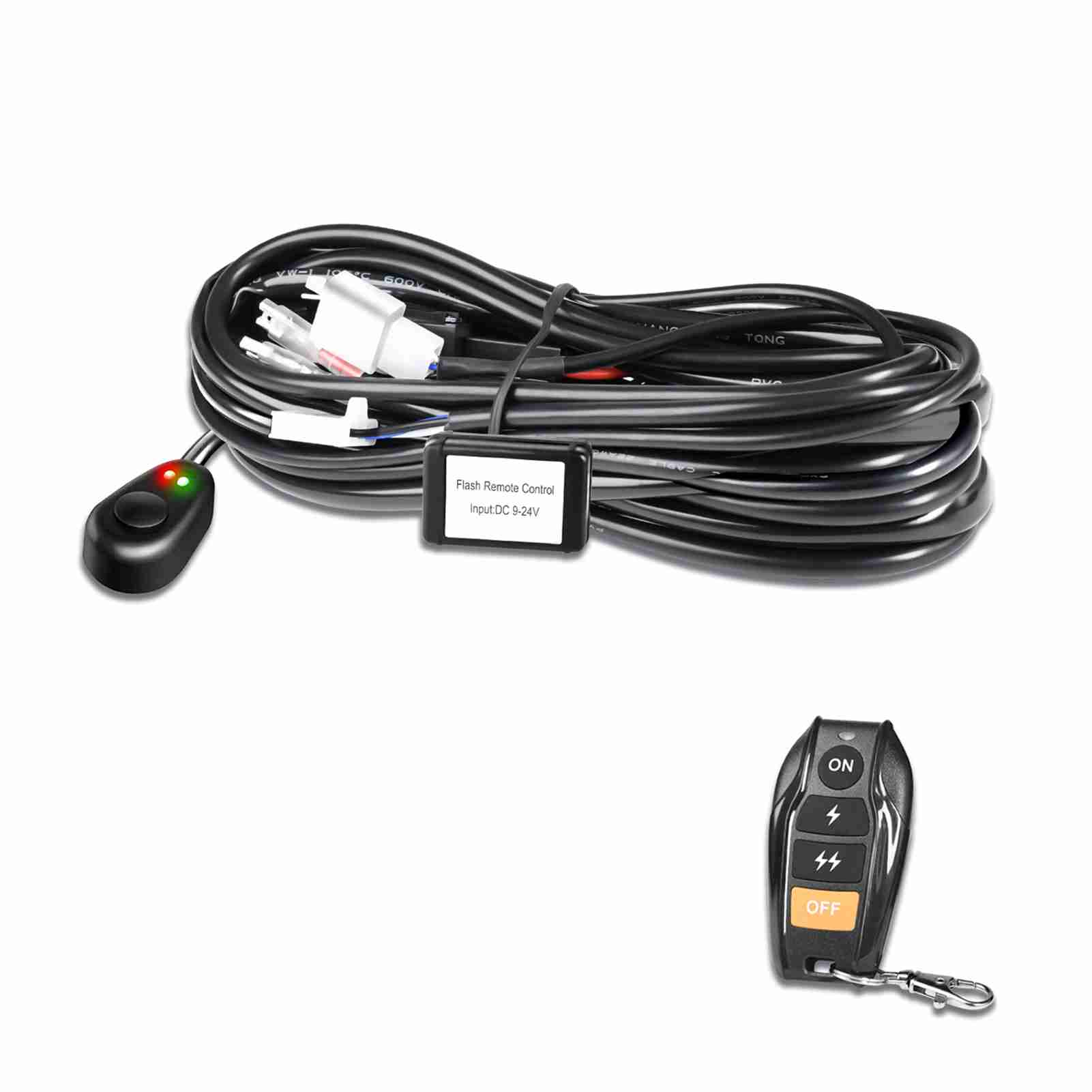 LED Light Bar Wiring Harness Kit, 480W Wireless Remote Control Wiring Harness Kit 18AWG Core Cable Wiring Harness Kit for Car Fo type2 3M 180W 300W