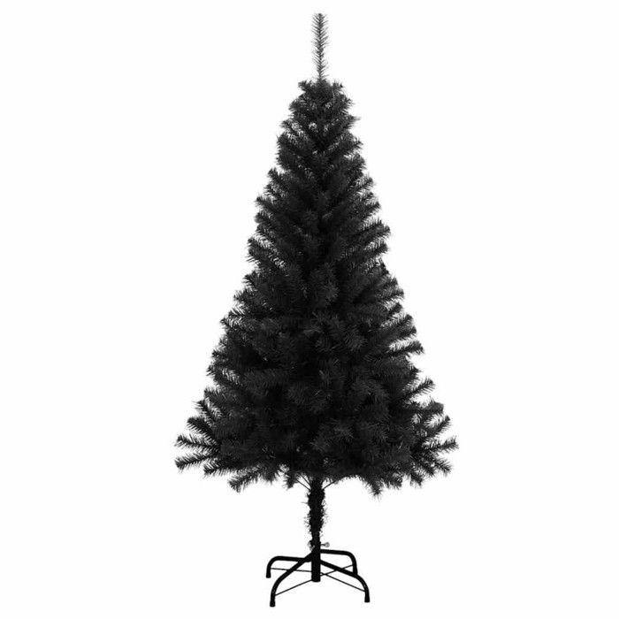 VidaXL Sapin de Noël artificiel avec support Noir 150 cm PVC