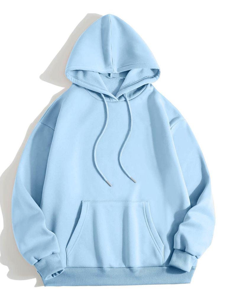 2023 Autumn/Winter Fleece-Lined Thick Hoodie - Unisex European/American Loose Fit, Plain Color.